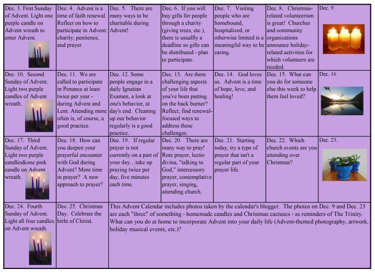 Advent calendar with suggestions